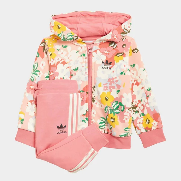 Adidas Girls& Infant and Toddler Originals Her Studio London Track Suit in Pink/Trace Pink Size 18 Month - Cotton/Polyester/Jers
