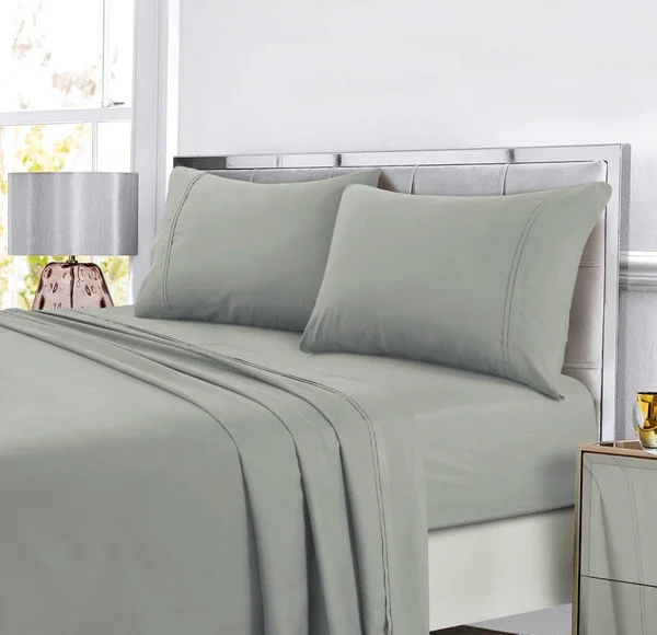 Tribeca Living Super Soft Solid Easy-Care Extra Deep Pocket Sheet Set - Light/Pastel Grey - California King