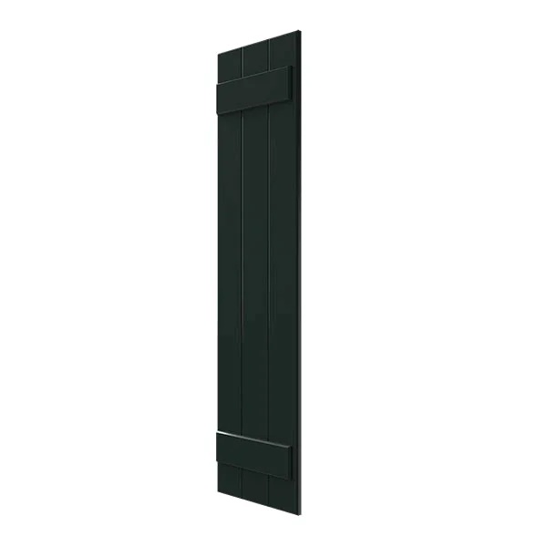 Ekena Millwork CWB12X068DGC 12x22W x 68x22H Exterior Three Board (2 Batten) Composite Board-n-Batten Shutters (Per Pair) - Black
