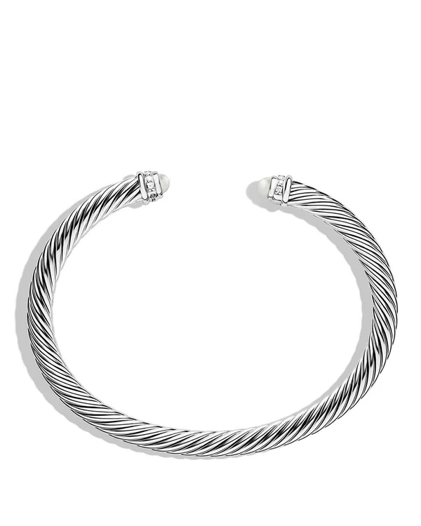 David Yurman Cable Classics Bracelet with Pearls and Diamonds, 5mm - Pearl