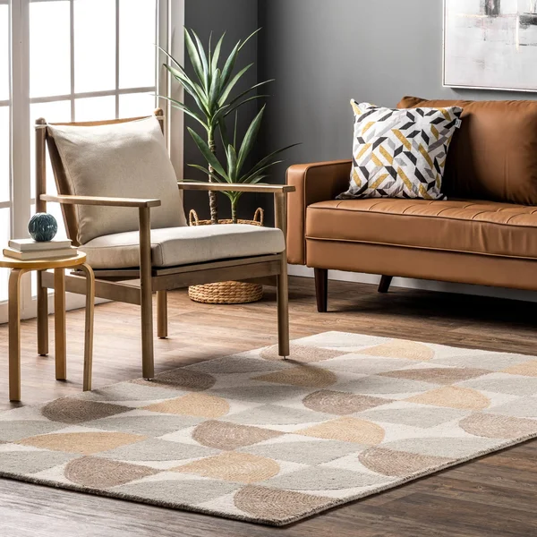 nuLOOM Liv Hand Tufted Wool Geometric Area Rug - 5' x 8' - Beige