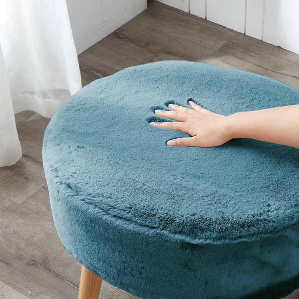 Home Soft Things Serenta Heavy Fauxfur Oval Ottoman - Wood Rose - 22 x 18 x 18 inches