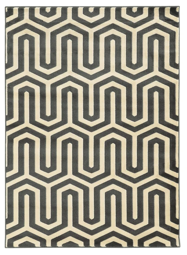 Linon Roma Tangent Geometric Rug - Grey, 5x7 ft