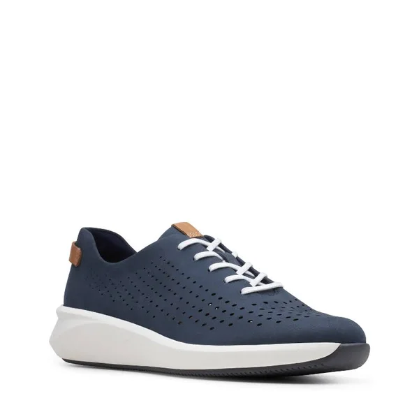 Clarks Un Rio Tie Navy Nubuck Women's Navy Nubuc, 10.5, M