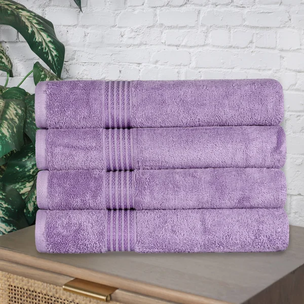 Superior Absorbent Egyptian Cotton 600 GSM Bath Towel (Set of 4) Royal Purple