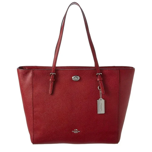 Coach Crossgrain Turnlock Tote - Red Current - Women's