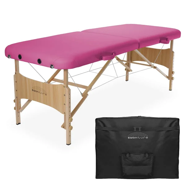 Saloniture Basic Portable Folding Massage Table - Pink