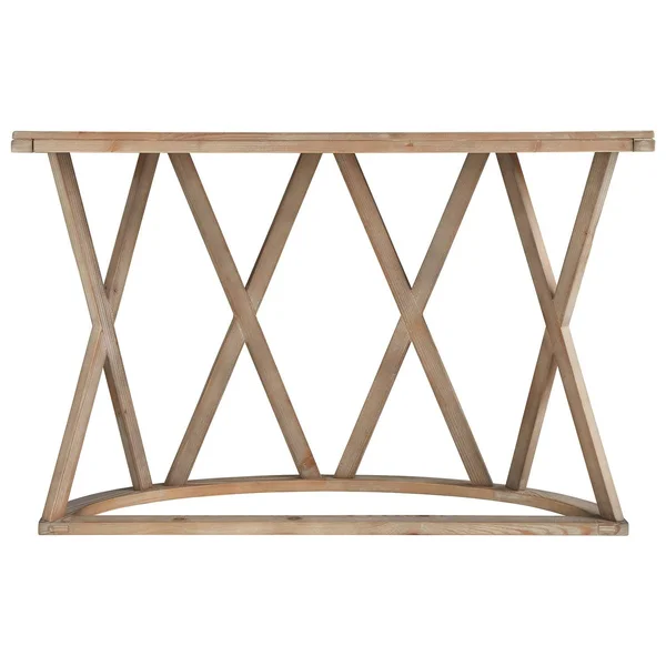 Wooden Plank Top Sofa Table with x Shaped Motif Base Light Brown