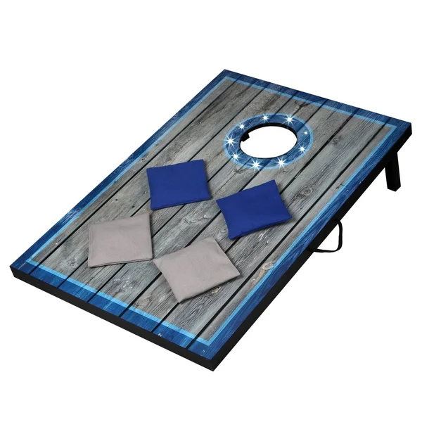 Hathaway Bg5036 LED Cornhole Set with Target Boards and 8 Bean Toss Bags - Blue/White