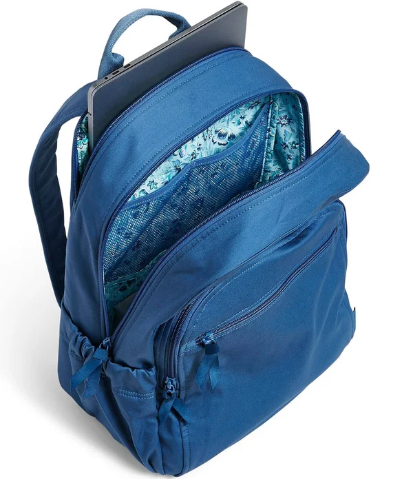 Vera Bradley Campus Backpack - Turquoise Sky-Recycled Cotton