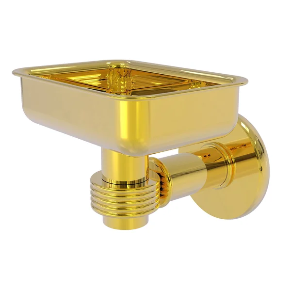 Allied Brass Continental Collection Wall Mounted Soap Dish Holder with Groovy Accents - Polished Brass