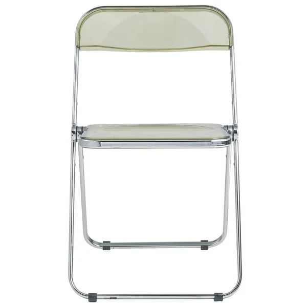LeisureMod Lawrence Acrylic Folding Chair with Metal Frame Amber, Set of 2