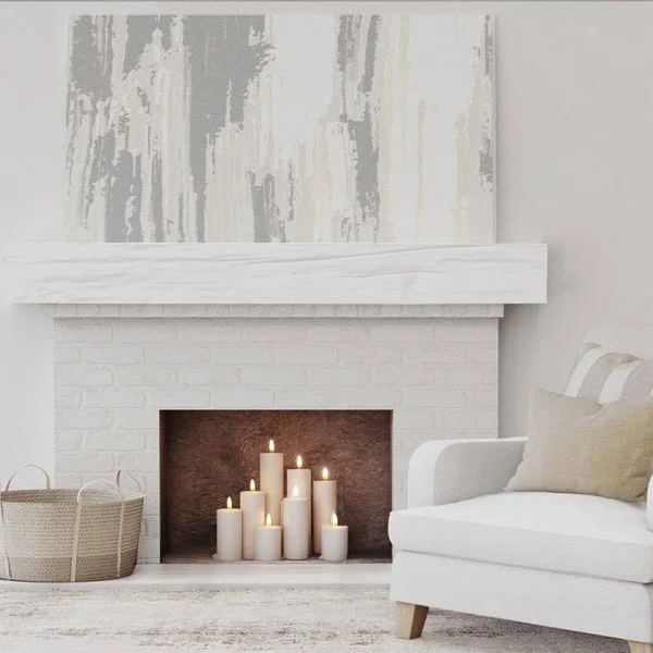 Ekena Millwork MANURW08X12X60UN 8x22H x 12x22D x 60x22W Riverwood Faux Wood Fireplace Mantel - Factory Prepped, Ready for Paint