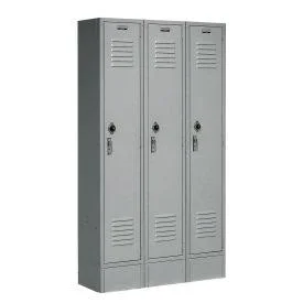 Global Industrial 652071GY 12 x 18 x 72 in. Single Tier Paramount Locker with 3 Door Ready to Assemble Gray