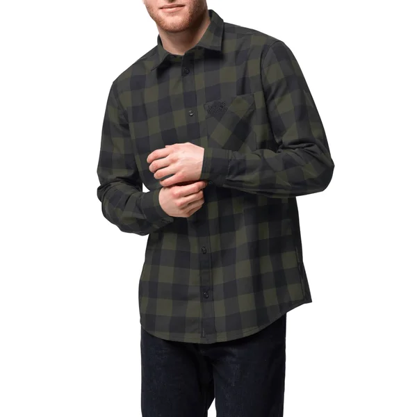 Jack Wolfskin Men's Red River Shirt, Bonsai Green Checks, L