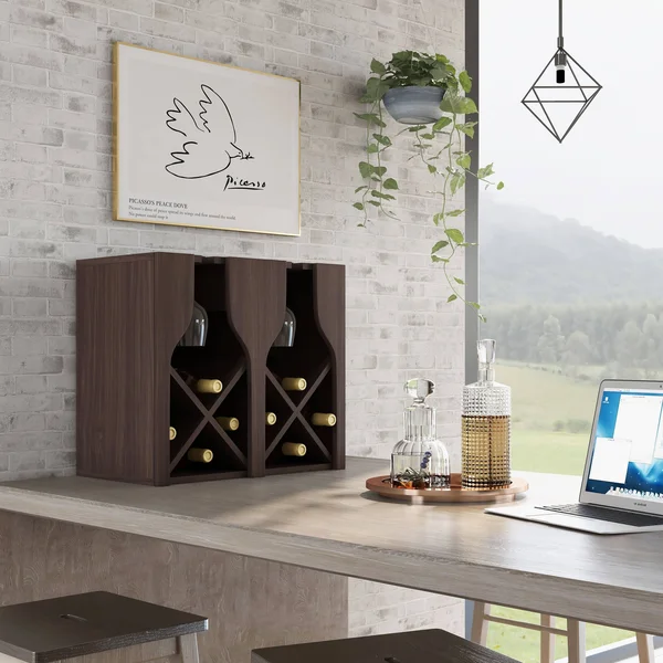 Furniture of America Aniya Rustic Wine Rack - Reclaimed Oak