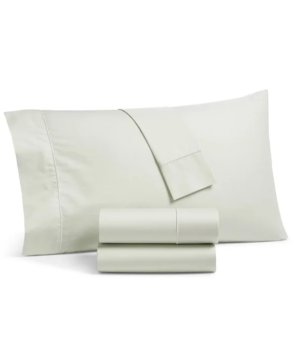 Martha Stewart Collection Solid Egyptian Cotton Percale 400 Thread Count 4 pc. Sheet Set - King, Created for Macy&s - Milky Green