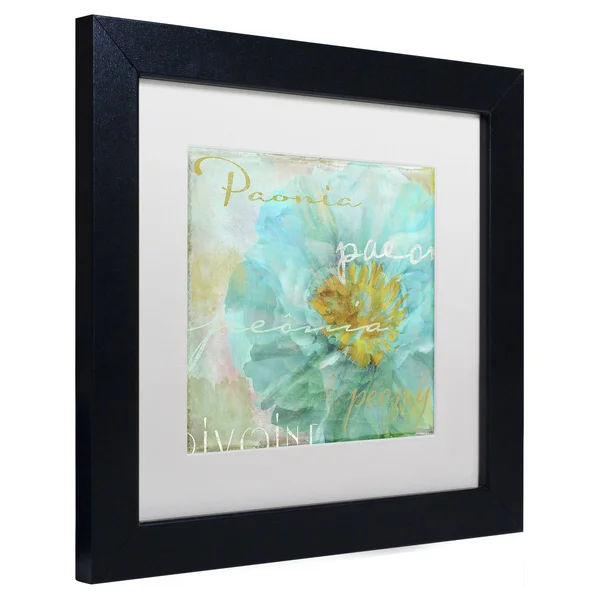 Trademark Fine Art &Blue Peony Light& by Color Bakery Framed Graphic Art - Mat Color: White, Size: 16x22 H x 16x22 W x 0.5x22 D