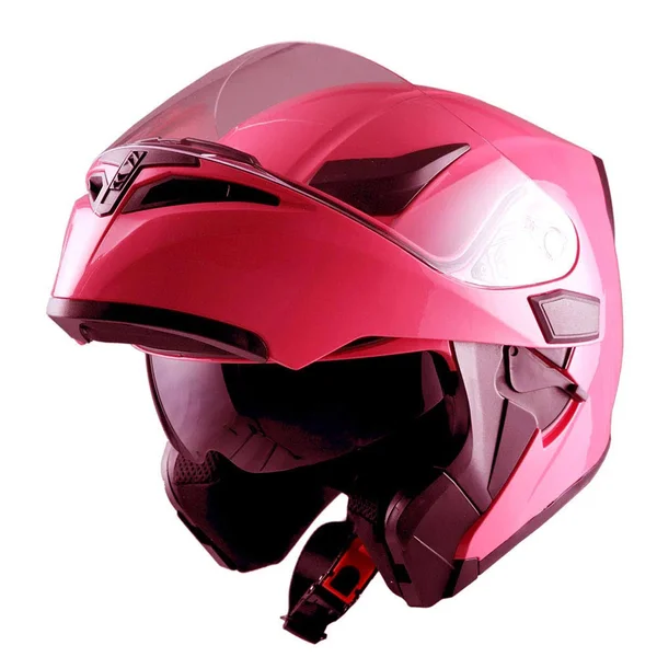 1storm Motorcycle Street Bike Modular Flip Up Dual Visor Full Face Helmet Glossy Pink Hb89