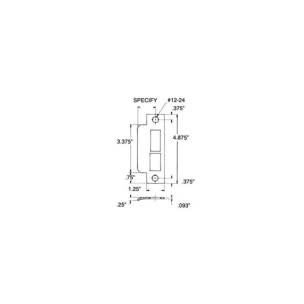 Baldwin 6339.L178 Left Handed Extended Lip for 1-1/2x22 2x22 2-1/2x22 Backset Latch and Deadbolt Lifetime PVD Satin Brass Hardwa