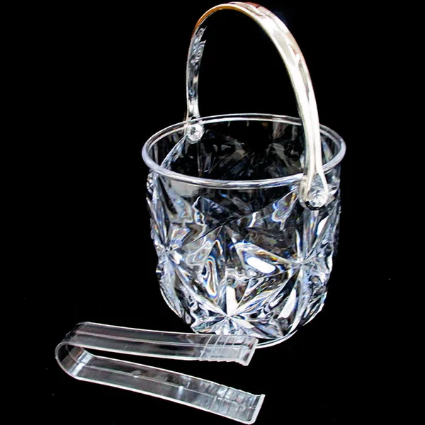 12 Clear Ice Bucket Bar Container Plastic Wine Chiller Tongs Cooler BPA Free 1L
