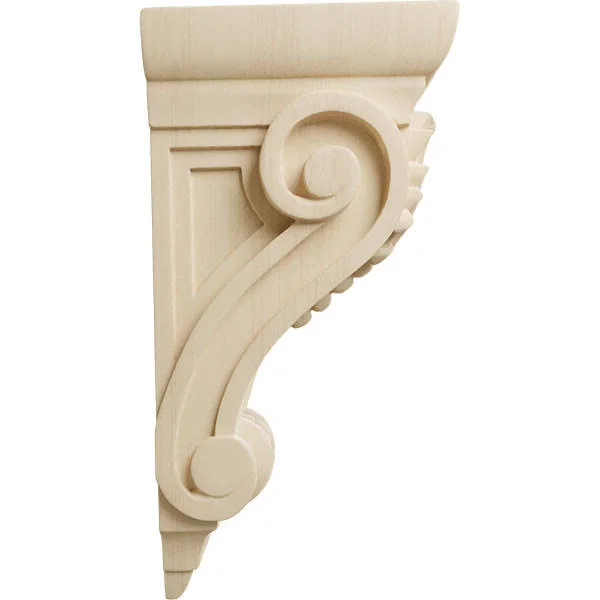 3 3/4x22W x 4 3/8x22D x 8 1/2x22H Medium Fig Leaf Corbel - Rubberwood