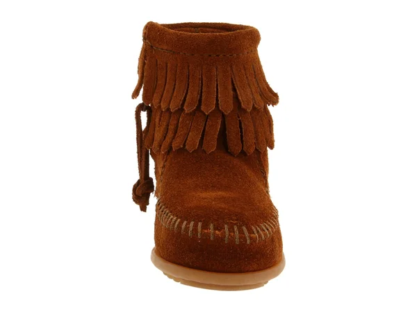 Minnetonka Side Zip Double Fringe - Brown Suede 12