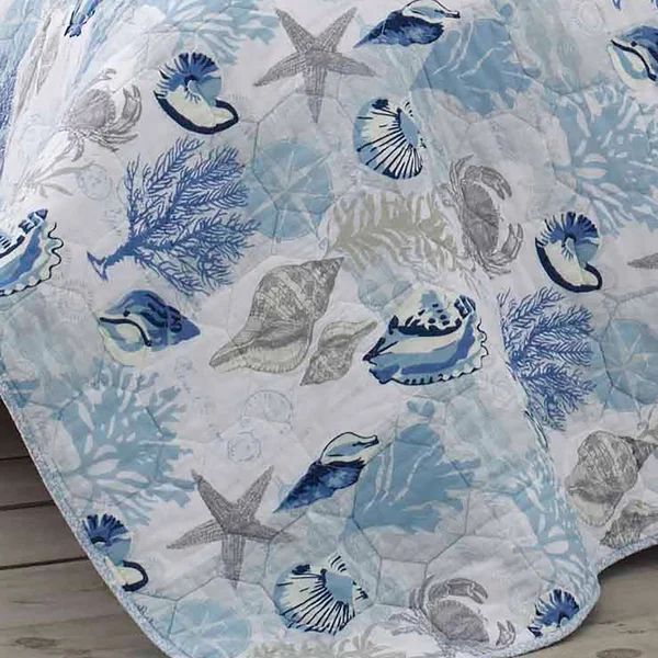 Laura Ashley Surf Spray Quilt Set - Coral, Twin