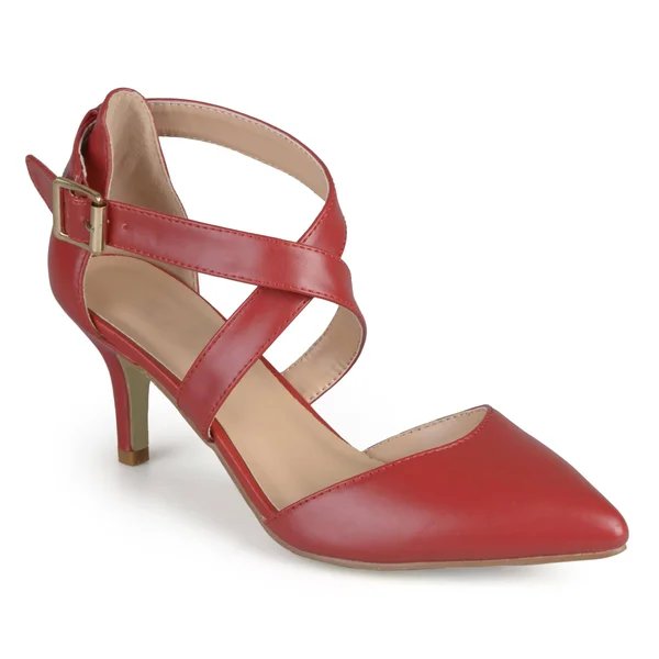 Journee Collection Women's &Riva& Pointed Toe Matte Pumps - Red - 7