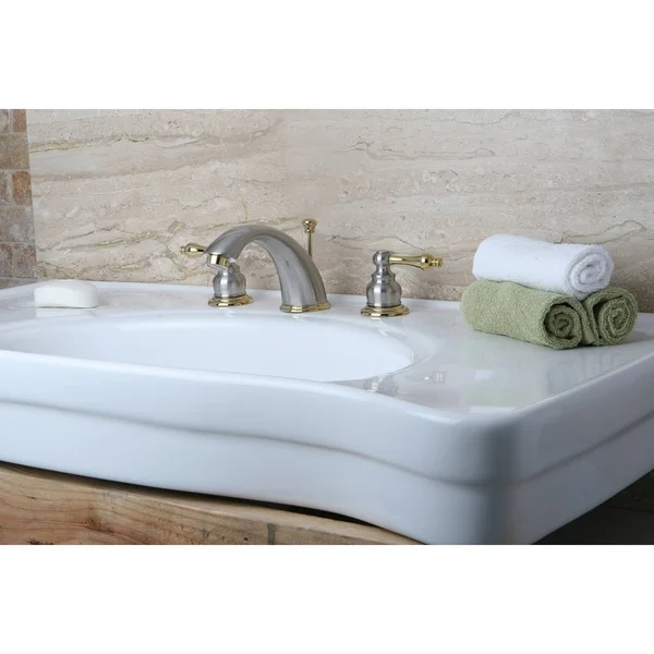 Kingston Brass KB979AL Victorian Widespread Bathroom Faucet - Satin Nickel, Polished Brass