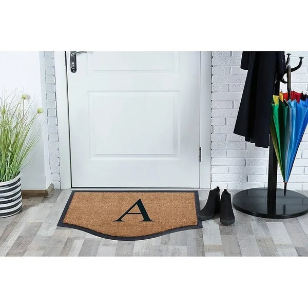 A1 Home Collections A1hc Black/Beige 23.6 in. x 37.4 in. Rubber and Coir Non-Slip Extra Large Heavy Duty Monogrammed J Double Do
