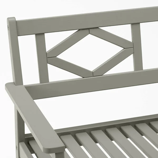 IKEA - BONDHOLMEN Bench with backrest - Outdoor, Gray, Width: 64 1/8