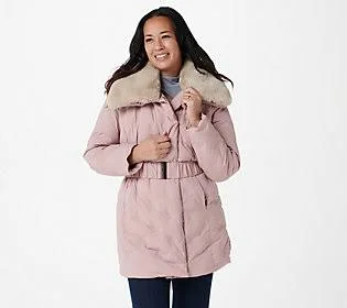Dennis Basso Water Resistant Zip-Front Jacketw/ DB Quilting, Size Large, Antique Mauve