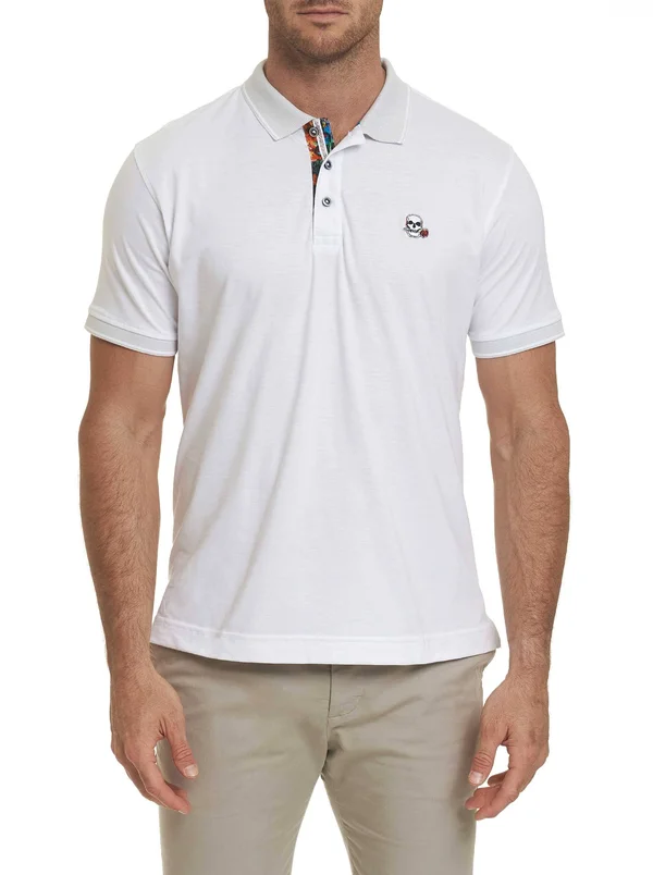 Robert Graham Easton Short Sleeve Knit Polo (White) Men's Clothing