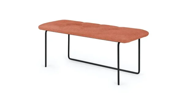 43x22 Tufted Red Fabric Bench, Metal Legs, Article Level Modern Furniture