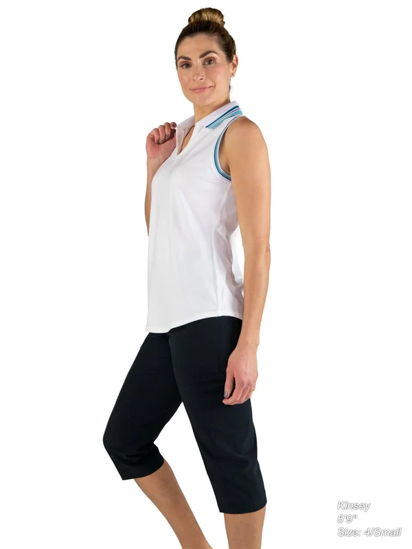 Jofit Women's Cutaway Rib Trim Polo Shirt in White Size X-Small