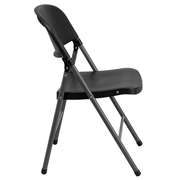 Flash Furniture Plastic Folding Chair with Charcoal Frame: Hercules Series, Black, 330 lb Capacity