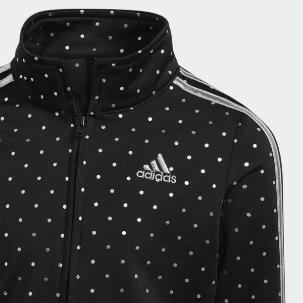 Adidas Little Girls& Dot Tricot Jacket and Pants Track Set - 2T, Black