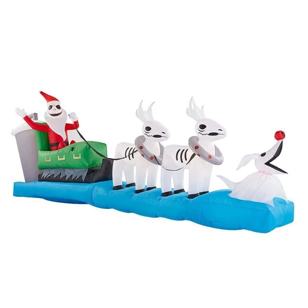 Gemmy Colossal Airblown Inflatable Jack Skellington Sleigh Scene