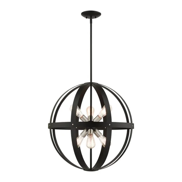 6 Light 24 inch Chandelier in Black 235059