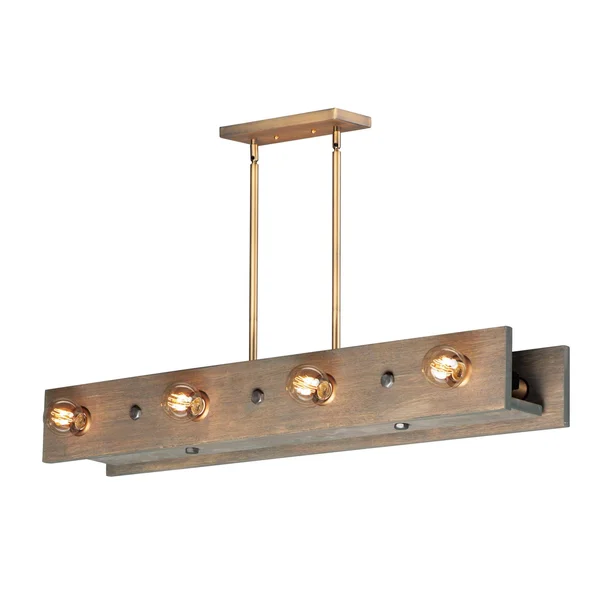 Maxim Lighting 25247WWDAB Plank 8-Light Pendant - Weathered Wood & Antique Brass