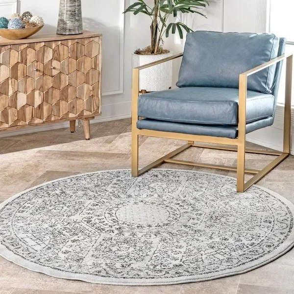 nuLOOM Minta Vintage Area Rug, 4& Round, Blue