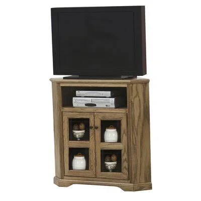 Glastonbury Solid Wood Corner TV Stand for TVs Up to 43x22 Loon Peak Door Type: Raised PANEL, Color: Sassy Gold Oak