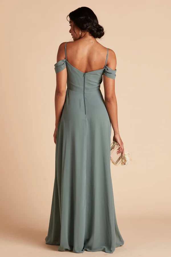 Birdy Grey Devin Convertible Chiffon Bridesmaid Dress in Sea Glass M - Sea Glass, No Slit