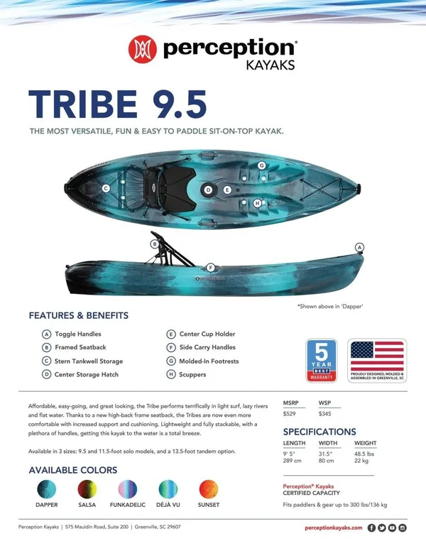 Perception Tribe 9.5 Sit on Top Kayak