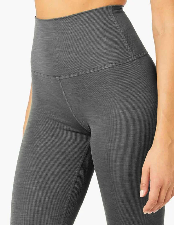 Beyond Yoga Heather Rib High Waisted Midi Legging - Gray - Leggings