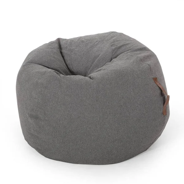 Noble House Esom Fabric 5 ft. Bean Bag with Vinyl Straps, Dark Gray and Autumn Tan, Size: 5&