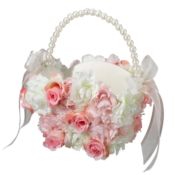 Lillian Rose Floral Flower Girl Basket, Pink & White