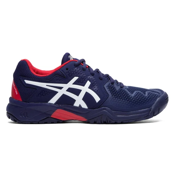 Asics Gel Resolution 8 GS Junior Tennis Shoes - Navy/Red 4.5