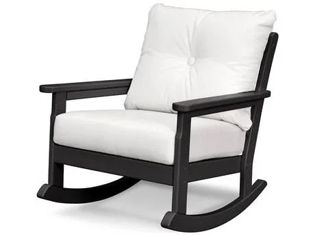 POLYWOOD Vineyard Recycled Plastic Lounge Chair Slate Grey POLYWOOD, Granite Cushion - 190609043932